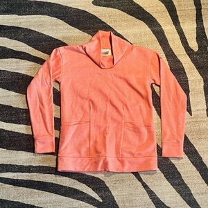 Columbia Womens Sweatshirt Top Coral Pink Chevron Mock Neck Pullover SMALL